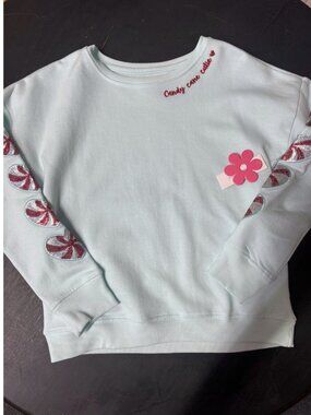 Paper Flower Candy Cane Cutie Sequin Sweatshirt